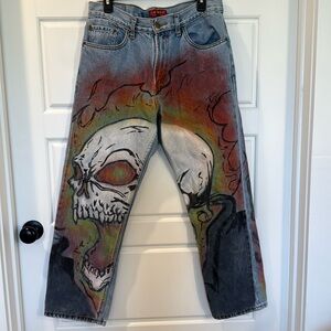 Airbrushed ghost rider Denim Jeans 31